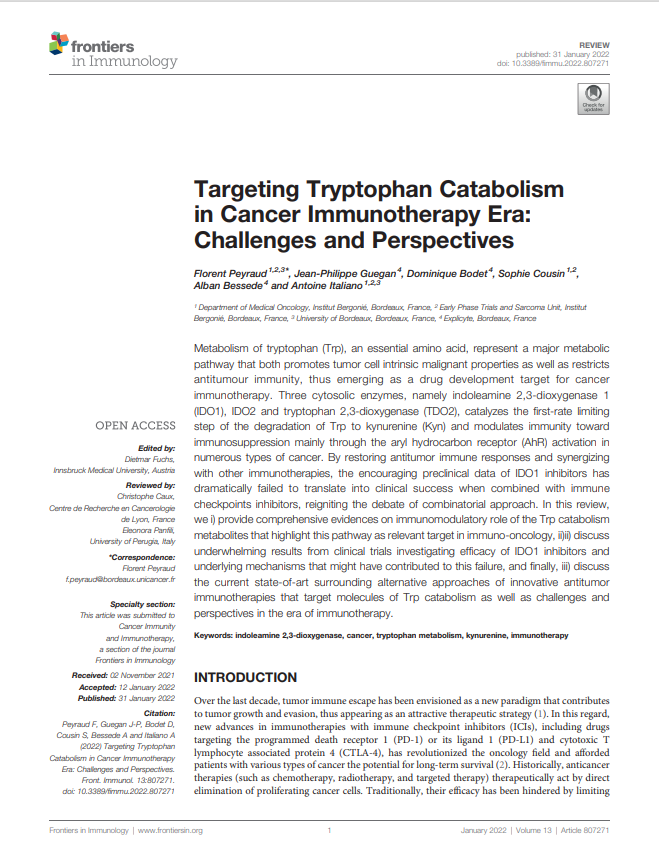 Targeting Tryptophan Catabolism in Cancer Immunotherapy Era: Challenges and Perspectives