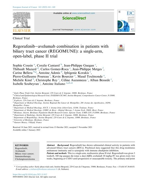 Regorafenib-avelumab combination in patients with biliary tract cancer (REGOMUNE)