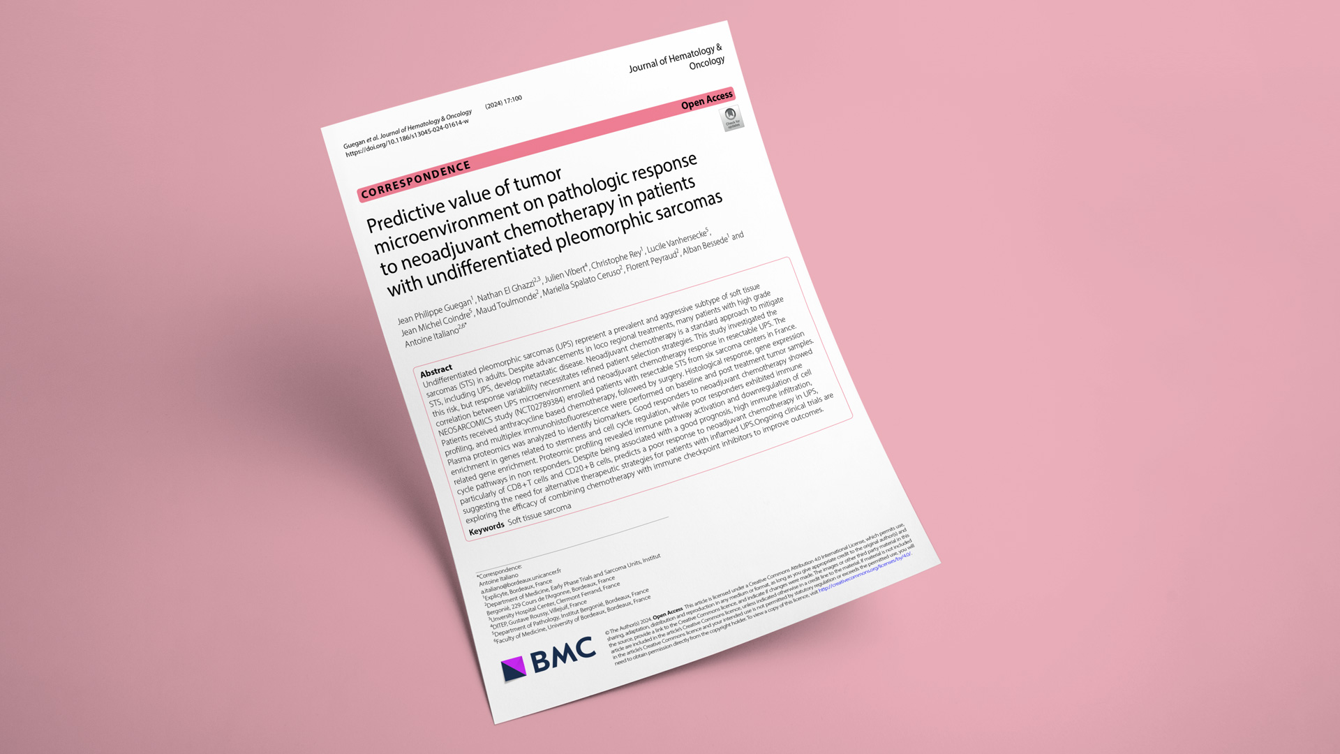 Predictive value of tumor microenvironment on pathologic response to neoadjuvant chemotherapy in patients with undifferentiated pleomorphic sarcomas.