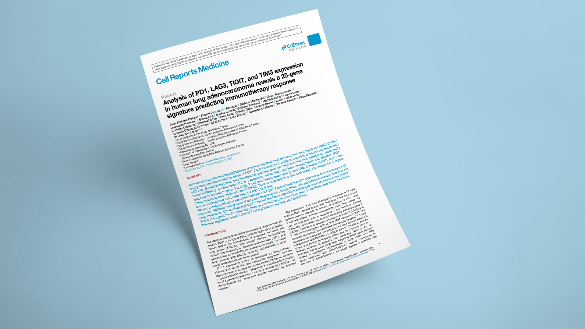 Analysis of PD1, LAG3, TIGIT, and TIM3 expression in human lung adenocarcinoma reveals a 25-gene signature predicting immunotherapy response