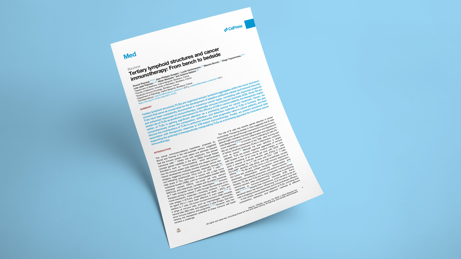 Tertiary lymphoid structures cancer immunotherapy