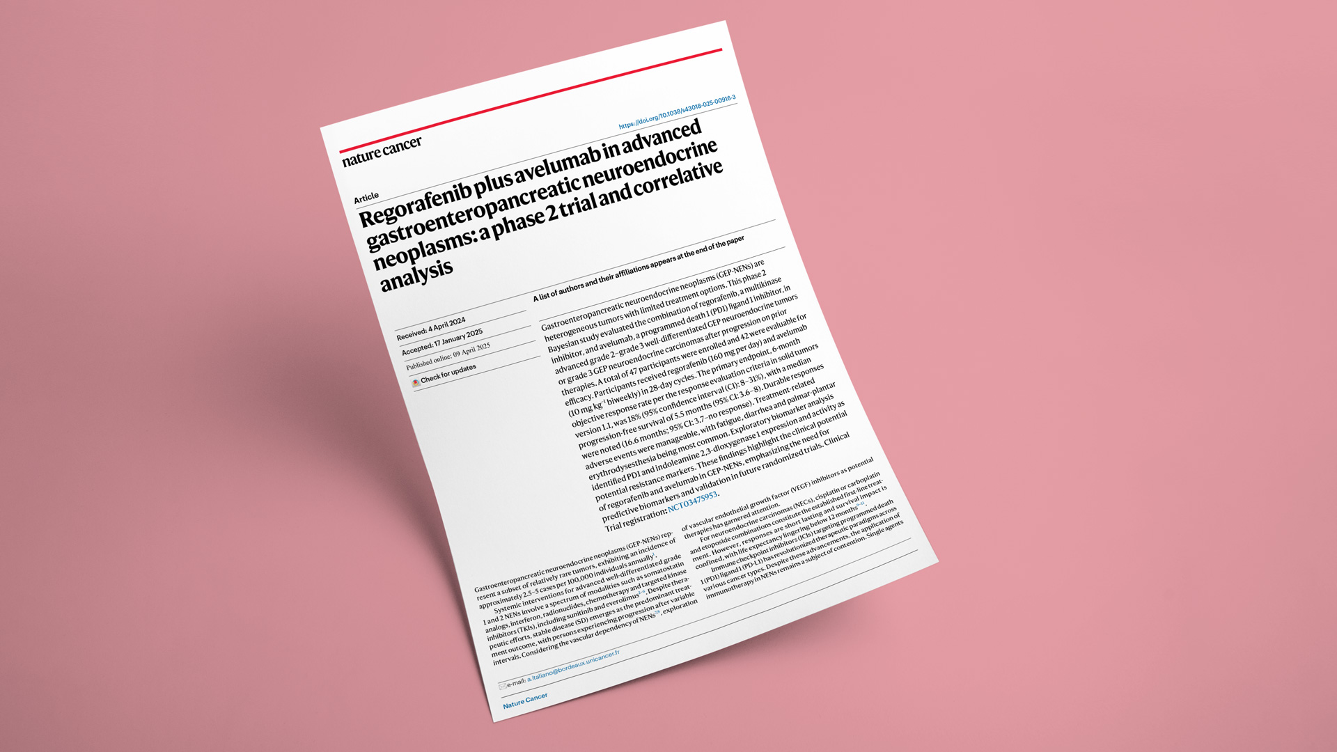 Regorafenib plus avelumab in advanced gastroenteropancreatic neuroendocrine neoplasms: a phase 2 trial and correlative analysis