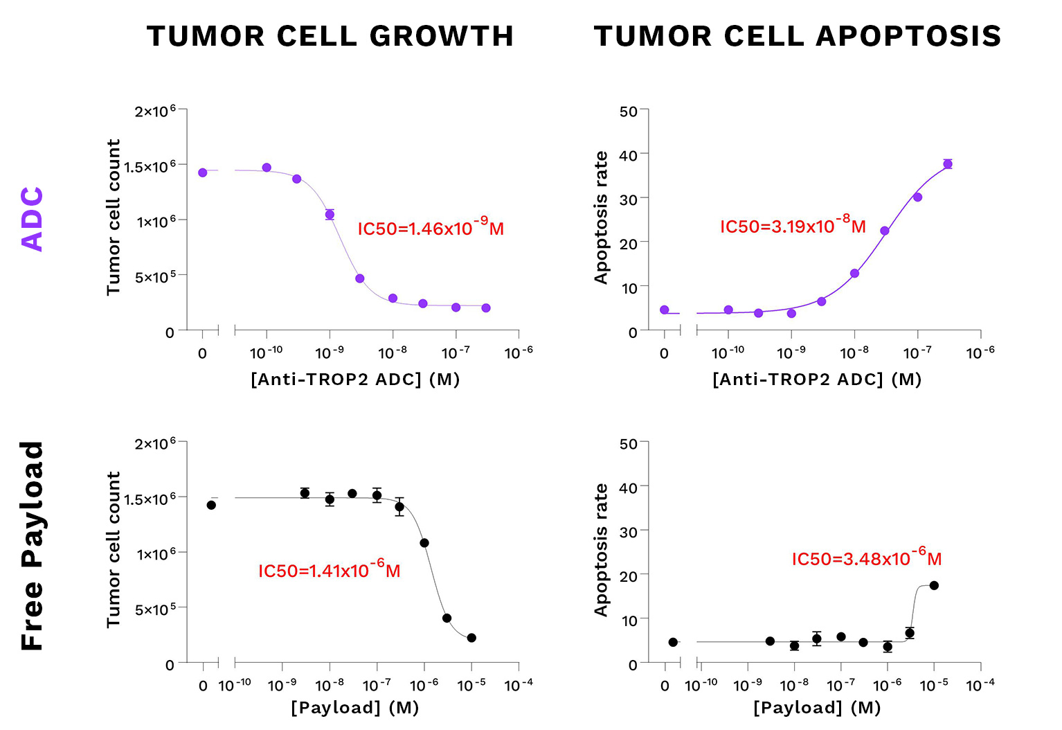 Growth inhibition and cytotoxicity in SKOV3 cells: sacituzumab govitecan vs irinotecan